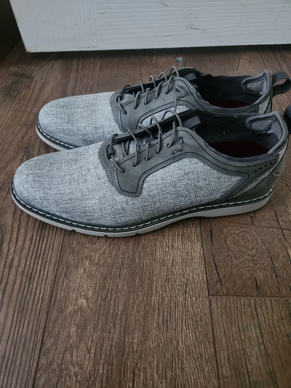 Stacy Adams Men's Gray Textured Slip-On Lace Shoes